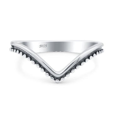 V Shaped Band Oxidized Solid 925 Sterling Silver Thumb Ring (8mm)